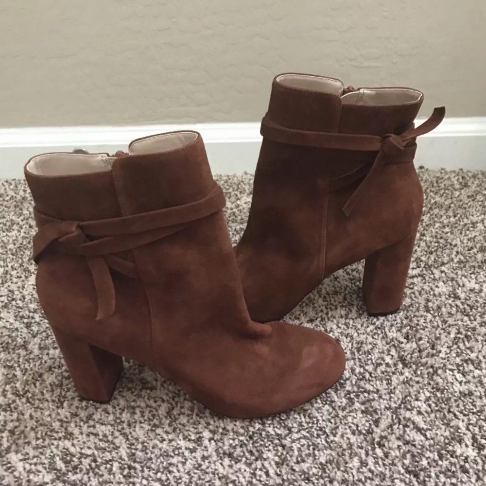 Sole Society Flynn Rust Kid Suede Ankle Boots 7.5